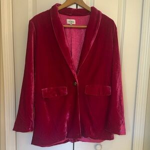 Aura Women's Velvet Blazer - Fuschia sz M